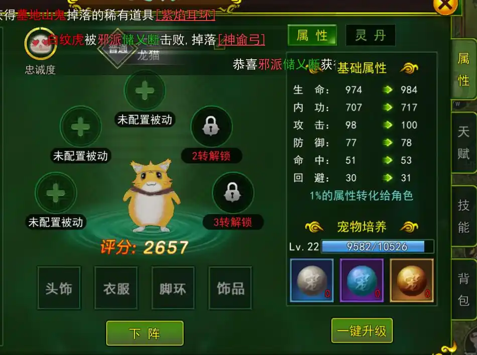 热血江湖宠物介绍_龙猫属性天赋技能_热血江湖手游龙猫